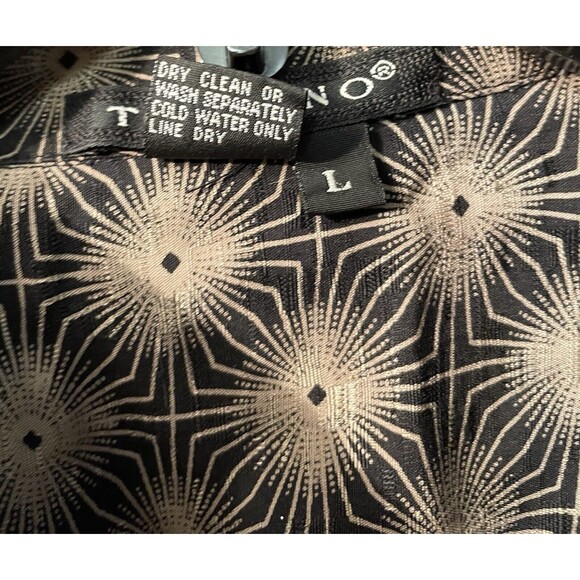 Tulliano Silk Shirt Men’s Size Large Black Starburst Print Silk Short Sleeve - Picture 4 of 4